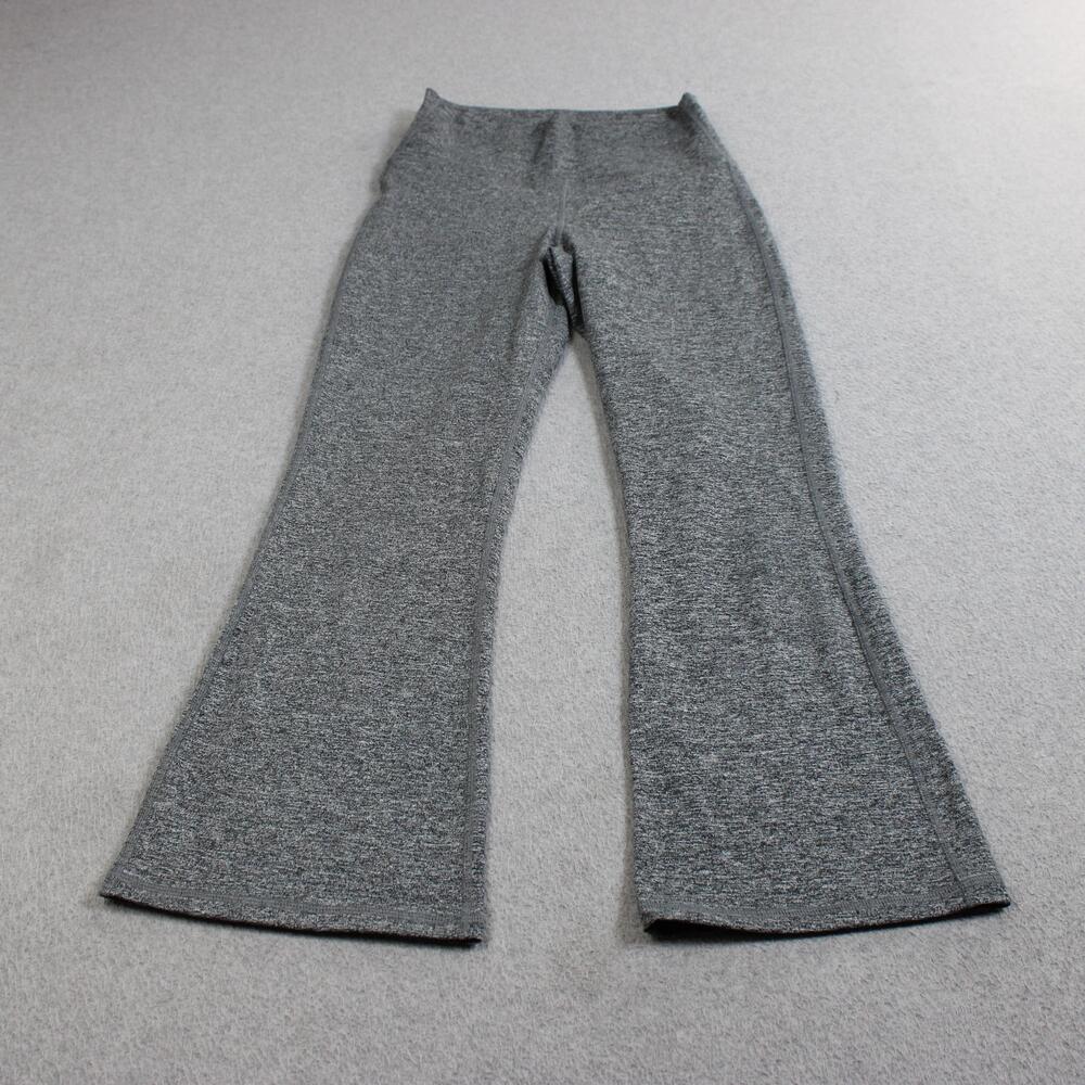 Quince Pants Womens Medium Gray Compression Flare Leg Knit Yoga Stretch Gym Crop